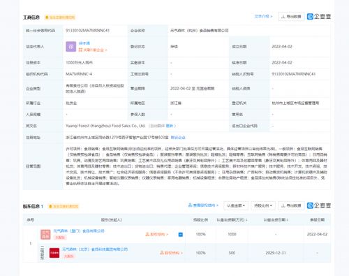 元气森林投资成立新公司 注册资本1000万